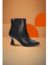 Ruika Black Leather High Heel Ankle Boot