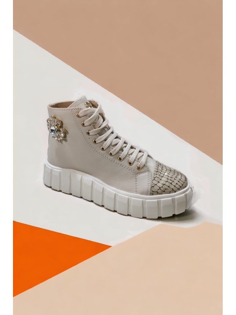 Ruika Beige High-Top Sneakers