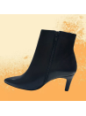 Black Leather Heeled Ankle Boot by Ruika