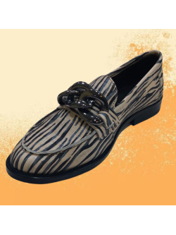 Zebra Print Leather Loafer by Ruika