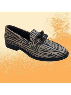 Zebra Print Leather Loafer...