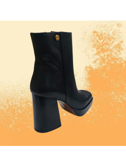 Plain Black Ankle Boots by Ruika