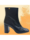 Black Ankle Boots with Stitching by Ruika