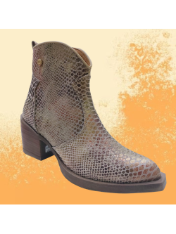 High Taupe Snake Print Ankle Boot by Ruika