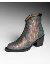 Green Cobra Print Ankle Boot by Ruika