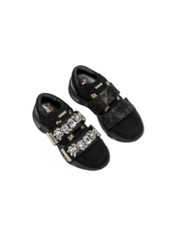 Alexa Black Crystal Sneakers by Friendly Fire