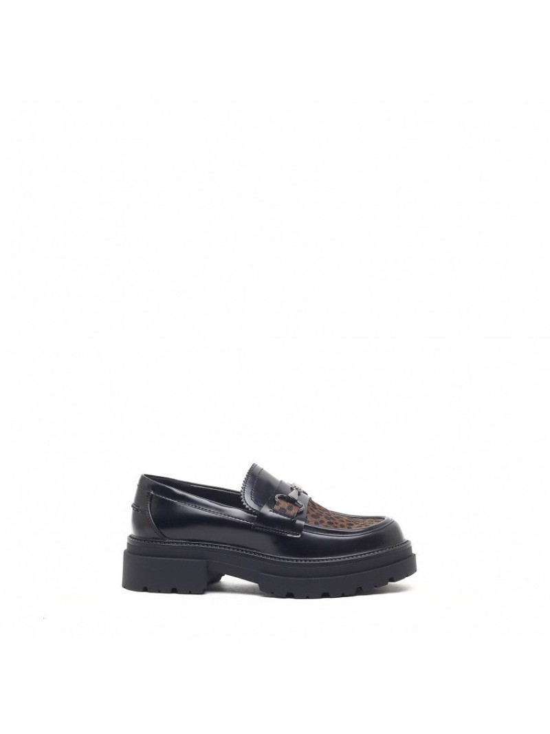 Black Cafènoir Synthetic Leather Loafer
