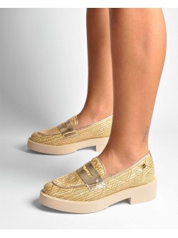 MOCASSINS EM RAFIA DOURADOS
