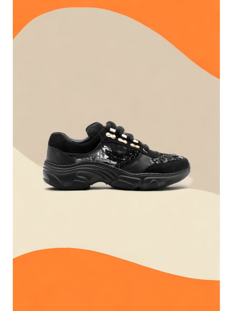 Alexa Black Sneakers by Friendly Fire